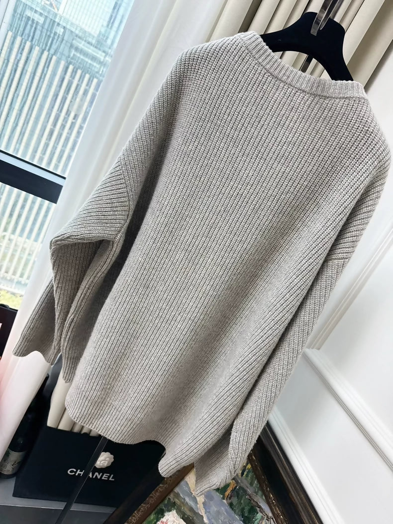 Celine grey long-sleeved knit sweater