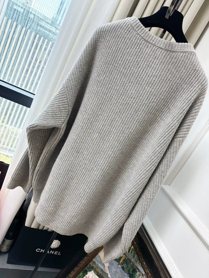 Celine grey long-sleeved knit sweater