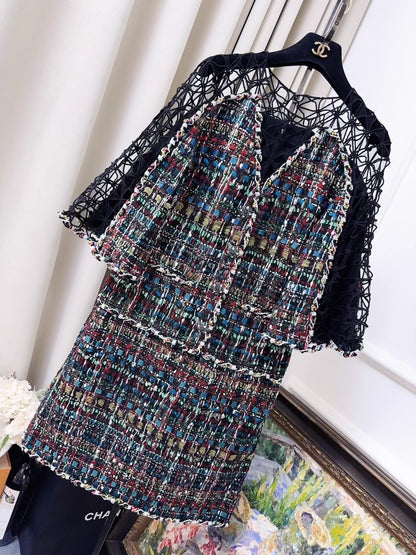 Chanel 15C Colourful Black Tweed Dress