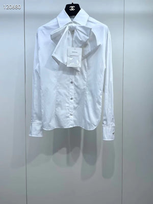 Chanel 25K white bow-tie shirt