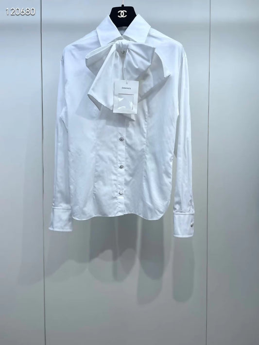 Chanel 25K white bow-tie shirt