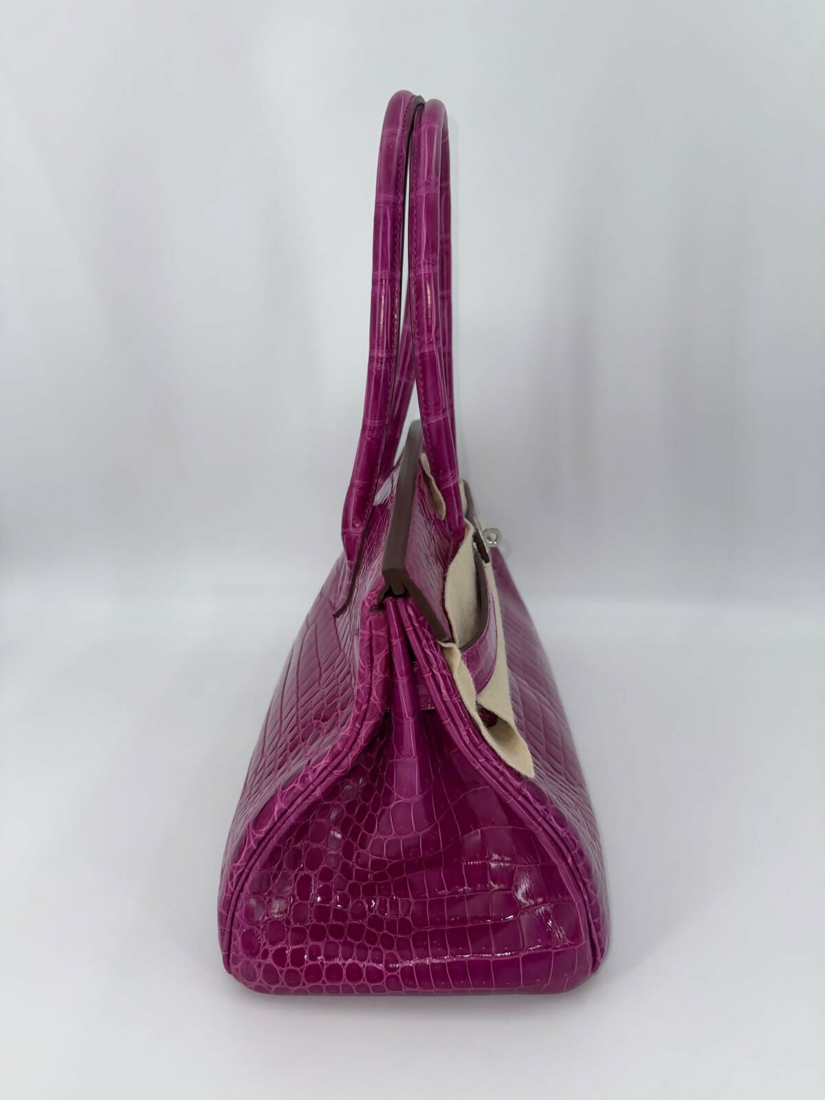 Hermès JPG Shoulder Birkin 42 in Shiny Rose Scheherazade Porosus Crocodile with Palladium Hardware