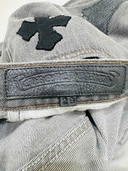 Chrome Hearts 2024 denim pant with Black/Grey/Silver with jewelled patterns