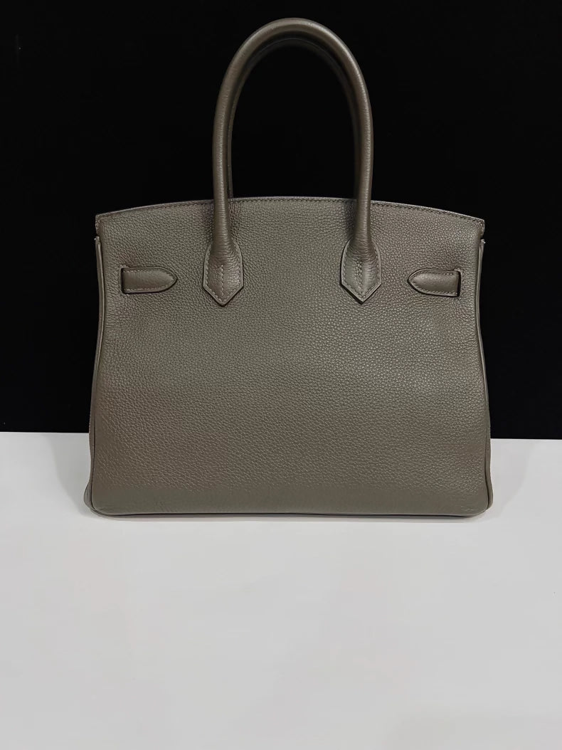 HERMES BK30 grey-green togo leather with palladium hardware