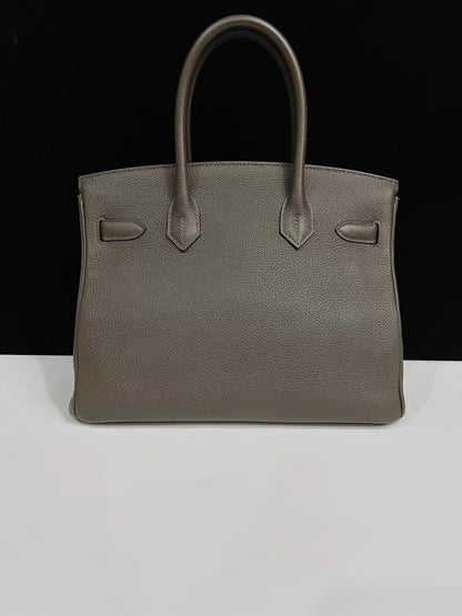 HERMES BK30 grey-green togo leather with palladium hardware
