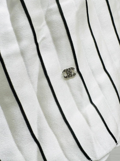 Chanel 24s pleated off-the-shoulder silk top