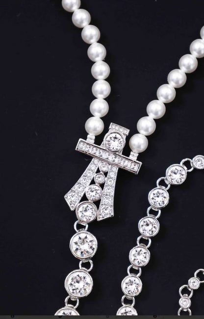 Chanel 23S Pearl Rhinestone Necklace