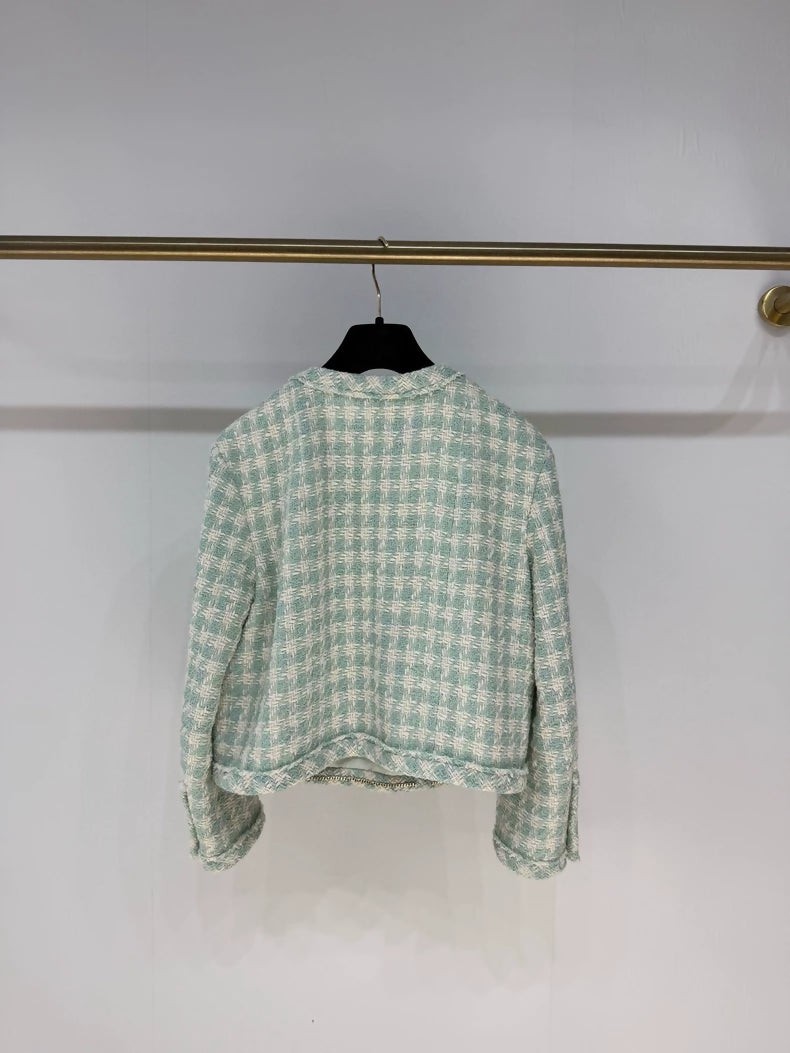 Chanel 23S green Mint tweed Jacket