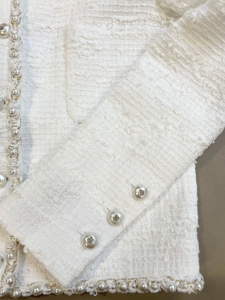 Chanel 25P white moonlight pearl jacket,