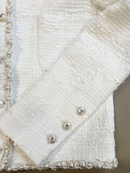 Chanel 25P white moonlight pearl jacket,