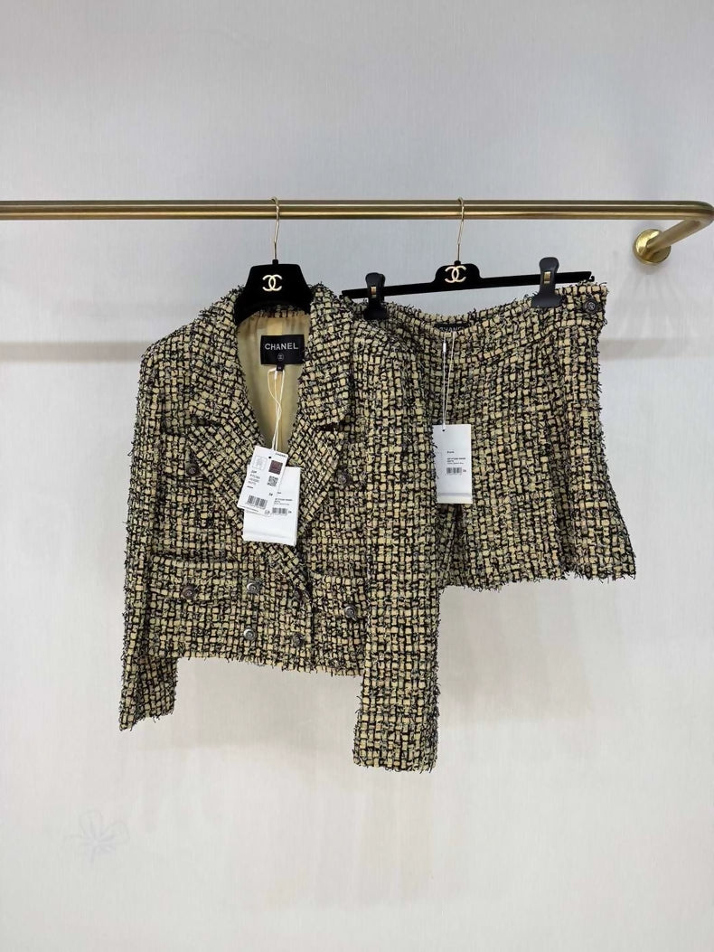 Chanel 22P Yellow and Black Tweed Jacket