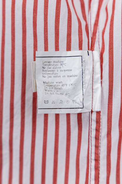 Chanel 1990s Vintage Red Striped Embroidered Logo Button-Down Shirt