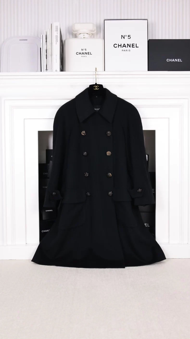 Chanel 1991 Black Wool Coat