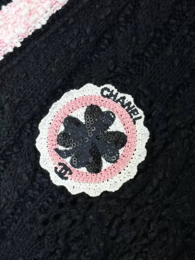 Chanel 24P black and pink cardigan