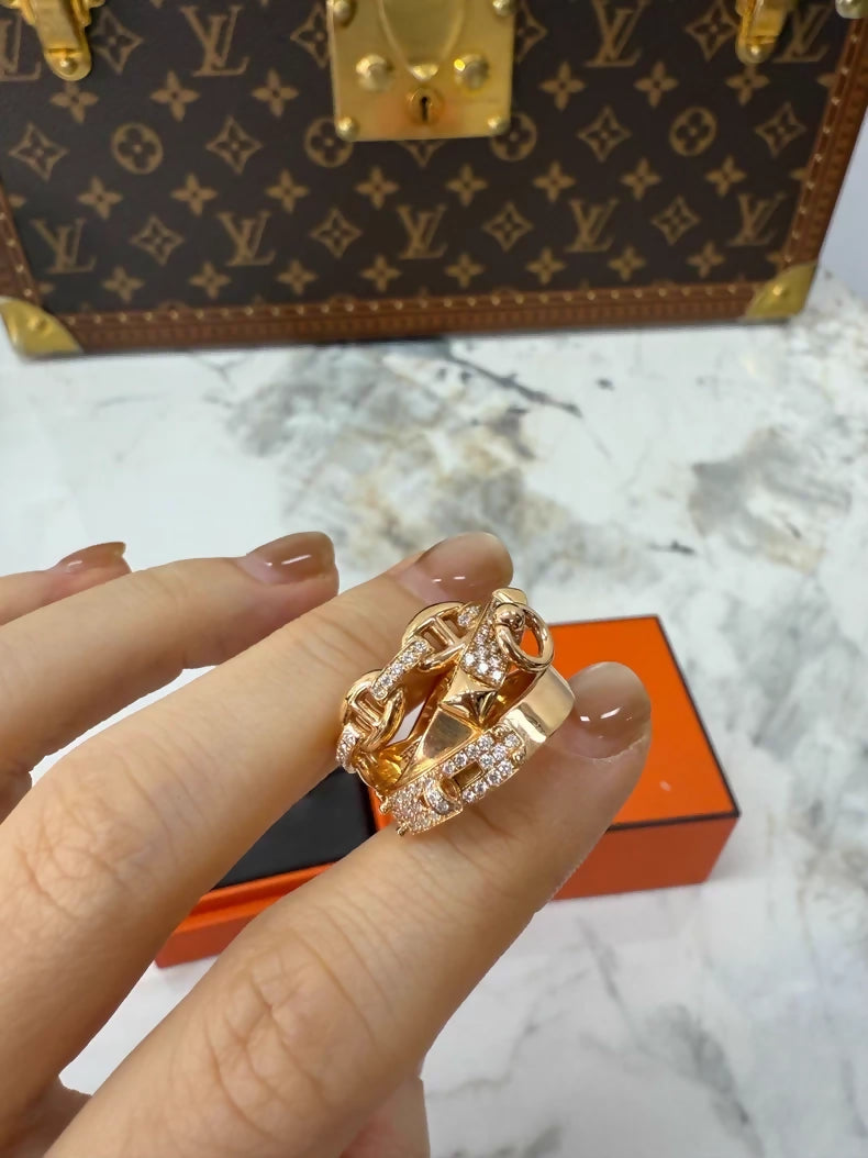 Hermes Kelly CDC three-in-one rose gold diamond ring