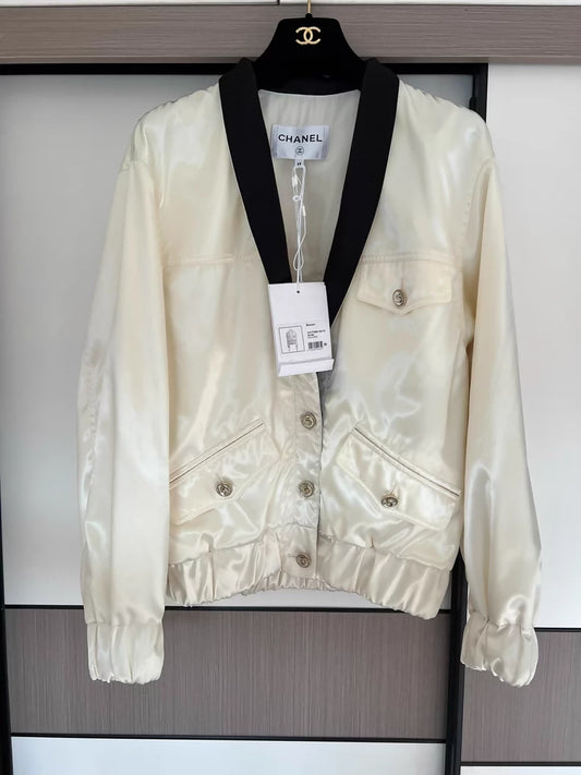 Chanel 21S white silk jacket