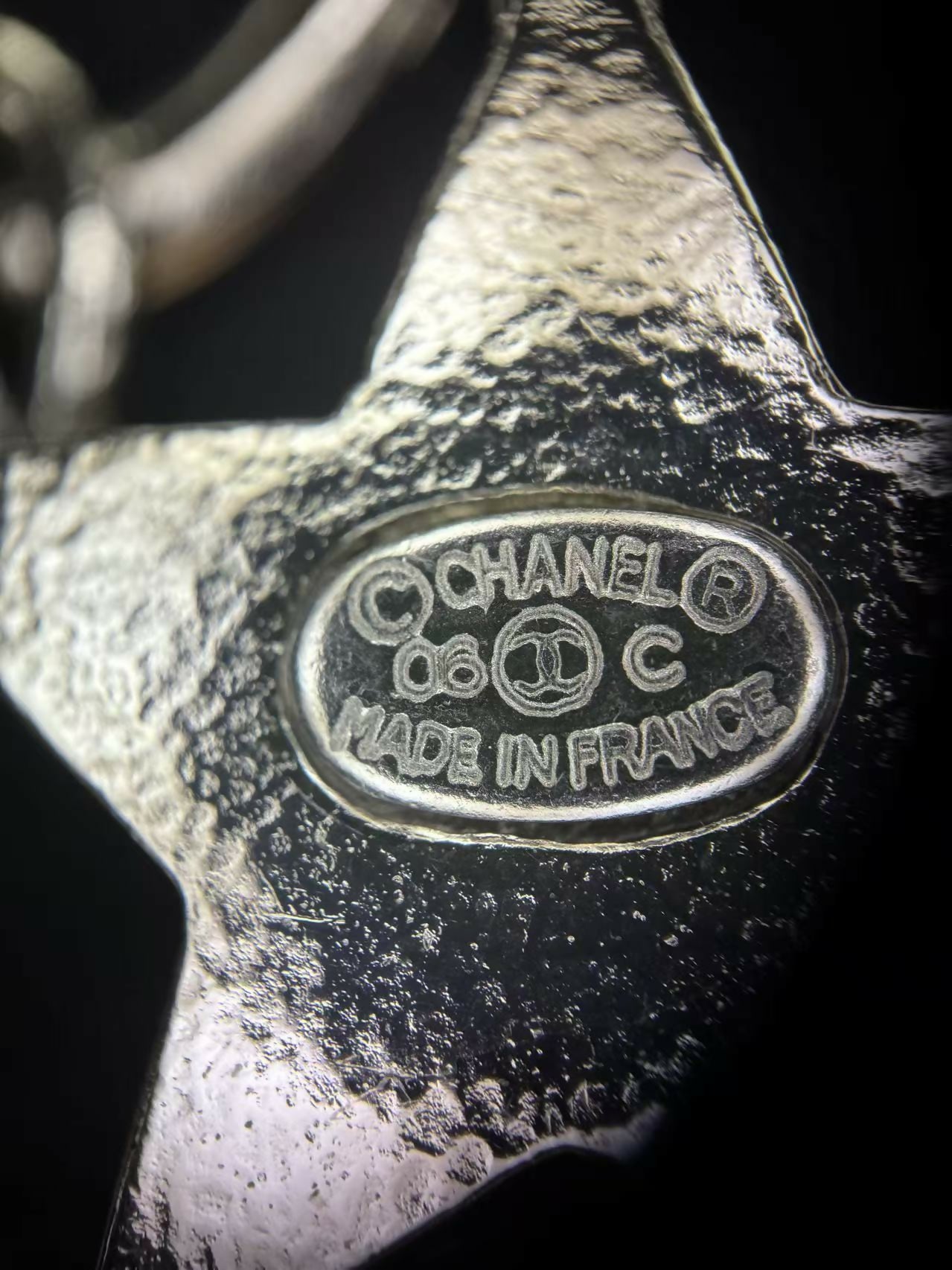 Chanel Vintage 06C Rhinestone & Metal Silver Large CC Star Bag