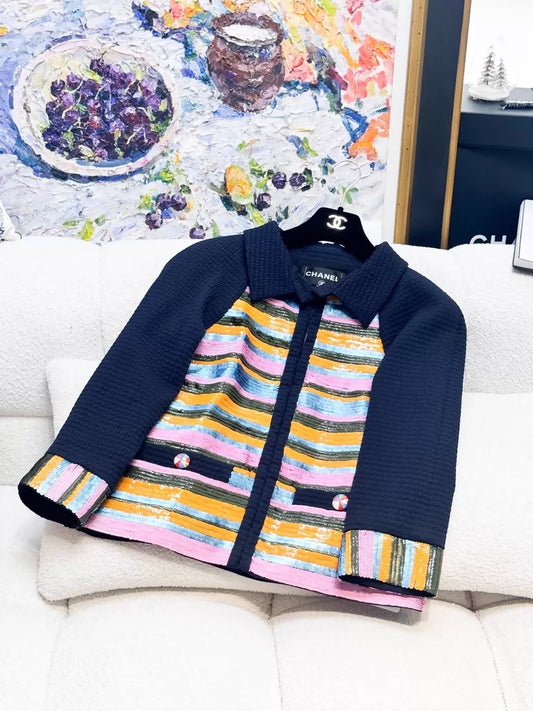Chanel 16C blue striped jacket
