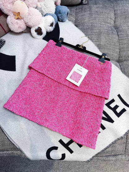Chanel 21C Fuchsia Tweed Mini Skirt