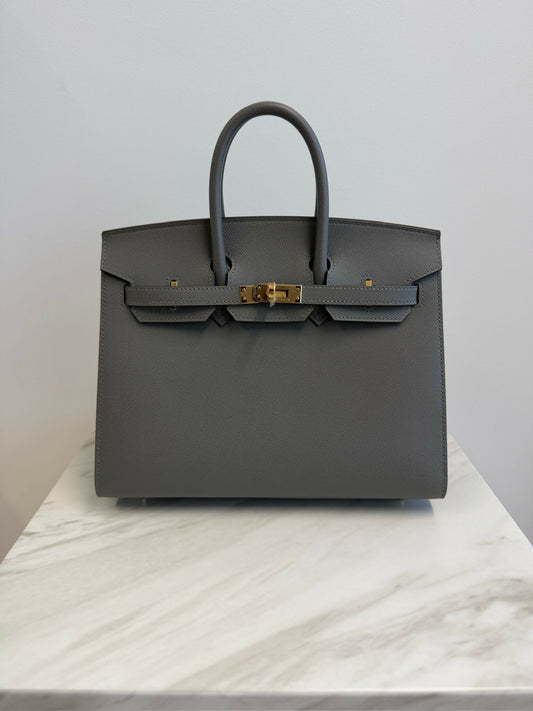 Hermès Birkin 25 Sellier Gris Meyer Madame GHW W 2025