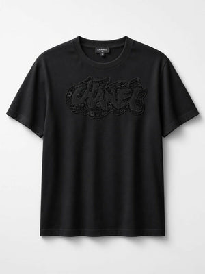 Chanel 20S Black Cotton Cut Out Embroidered Tee Shirt FR 38/40