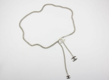 Chanel Vintage 09V Enamel Black & Silver-Tone Metal Waist Chain/Necklace