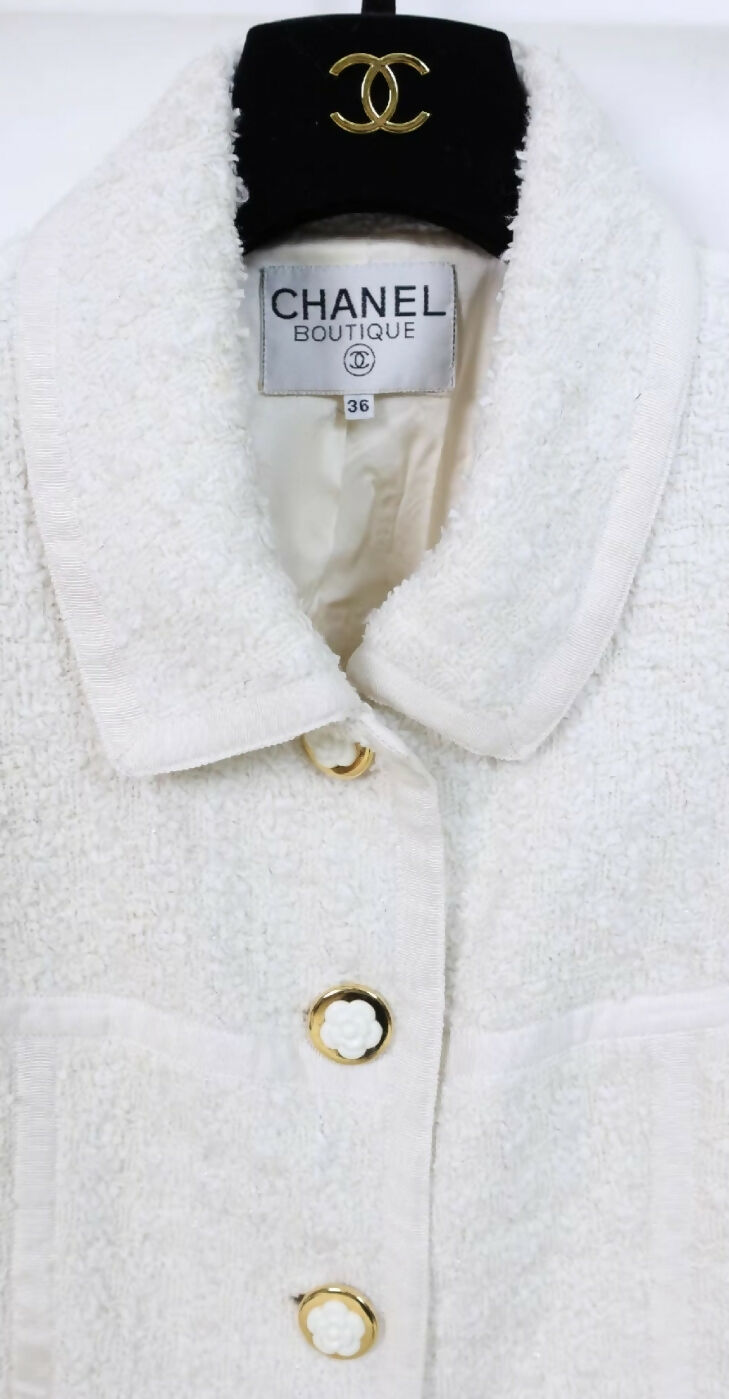 Chanel 1992 ecru camellia jacket