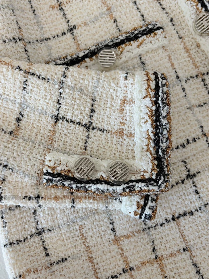 Chanel 2016 White Check Tweed Jacket