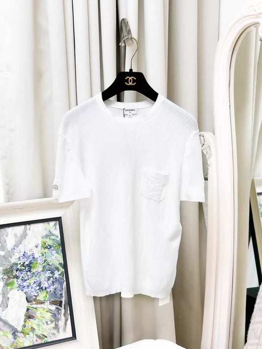 Chanel 20S White Knit Top