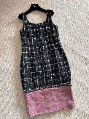 Chanel 14S Black and Pink Tweed Dress