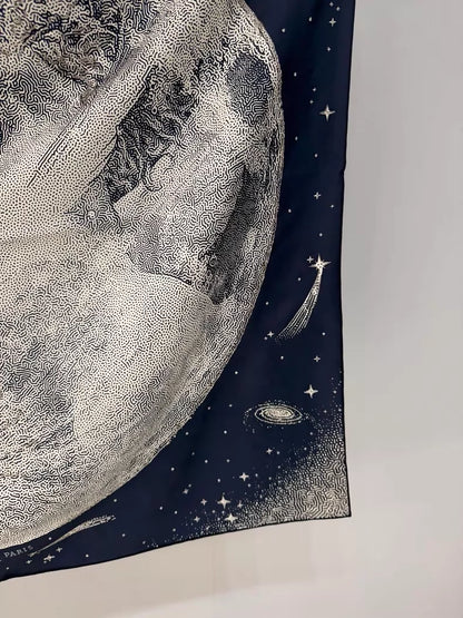 Hermes Limited Edition Deep Blue Moon Silk Scarf