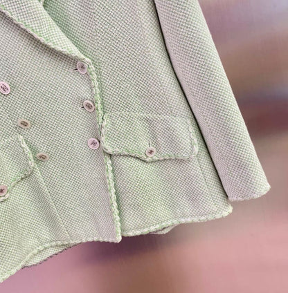 Chanel Green and White Tweed Suit