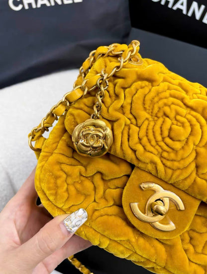 Chanel 21A Velvet Camellia Square Bag