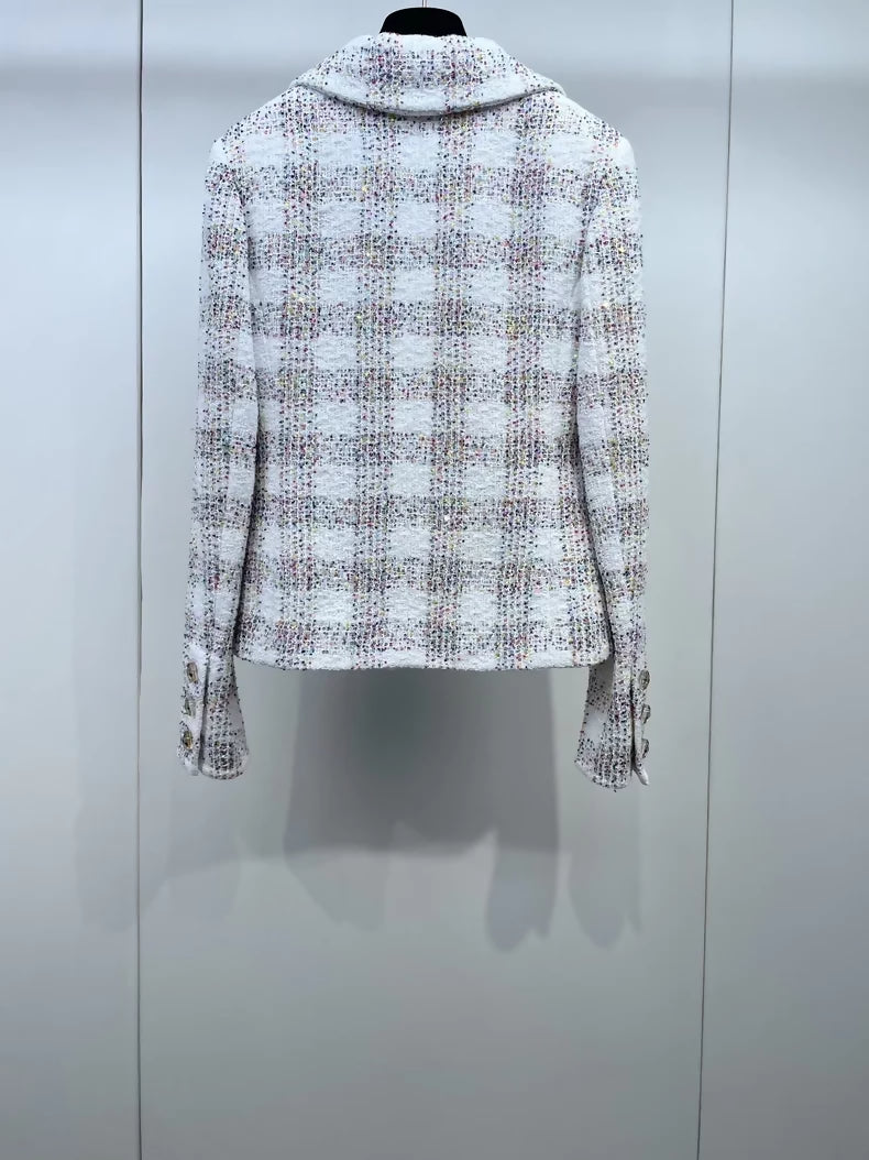 Chanel 24s Colorful Sequined Check Jacket