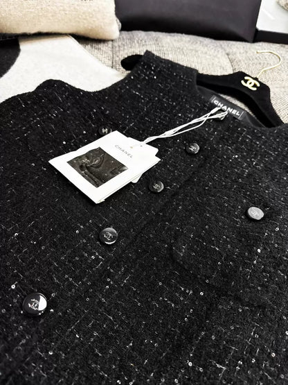 Chanel 24B black tweed vest