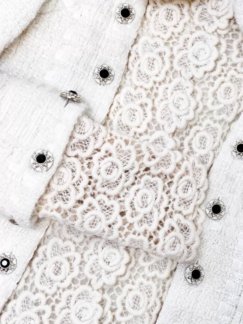 Chanel 2015 ecru lace camellia jacket