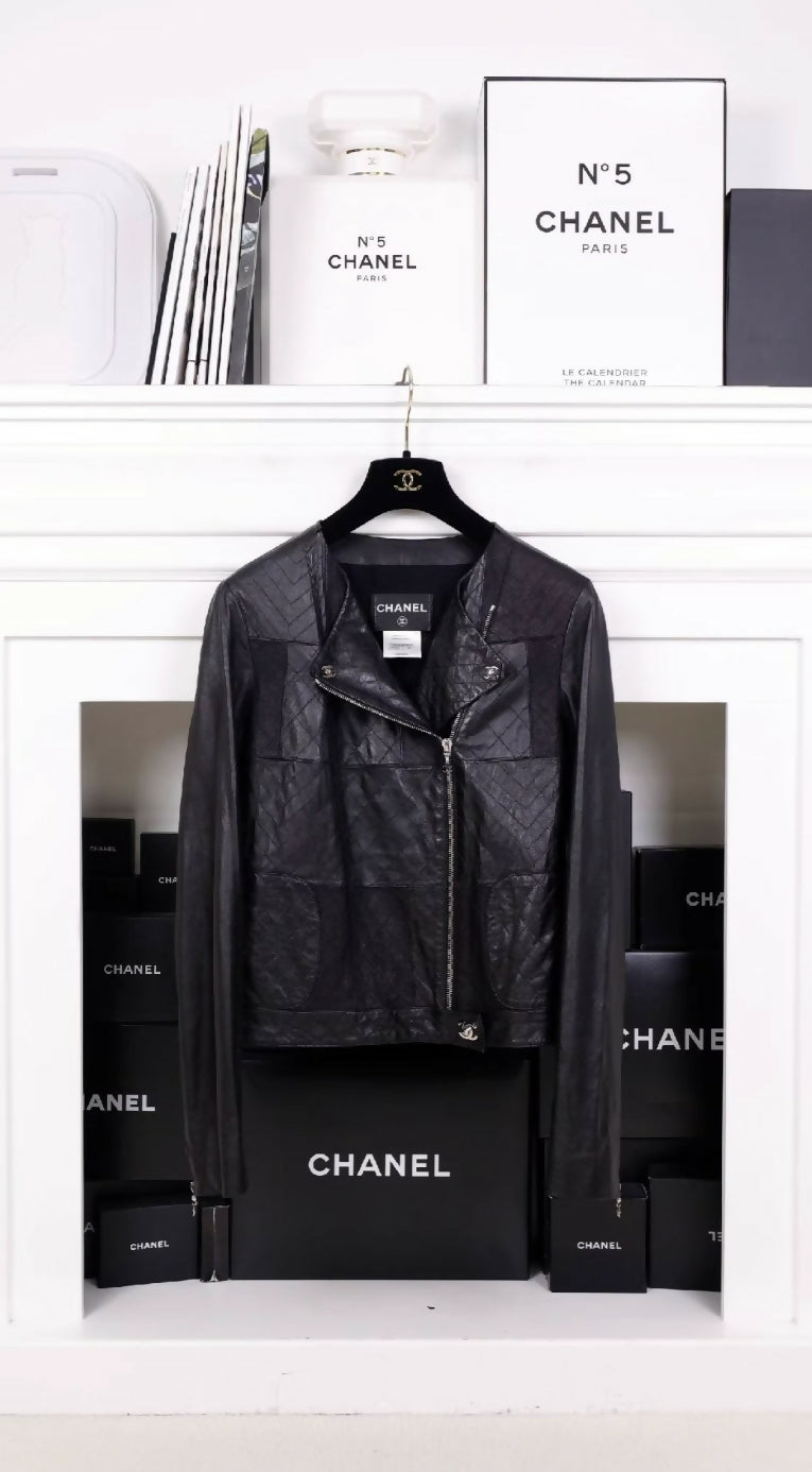 Chanel black quilted leather jacket