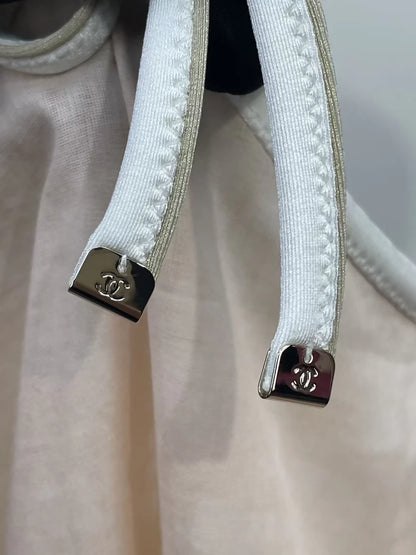 Chanel 25M Coco Beach orange white tank top