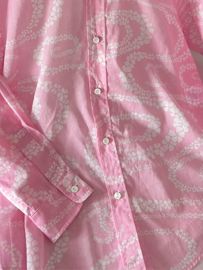 Chanel 25M Pink Camellia Print Shirt