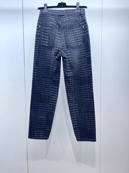 Chanel 24A black and grey plaid denim pants