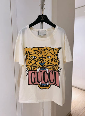 gucci tiger dress shirt Gucci Cotton Duke Shirt With Tiger In Light Blue