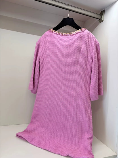Chanel 22S Pink Tweed Coat Dress