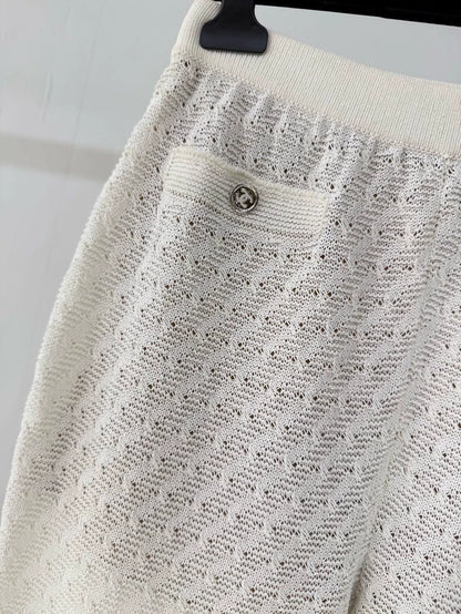 Chanel 23A white knit casual pants