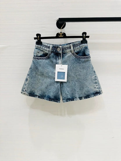 Chanel 26p blue denim shorts