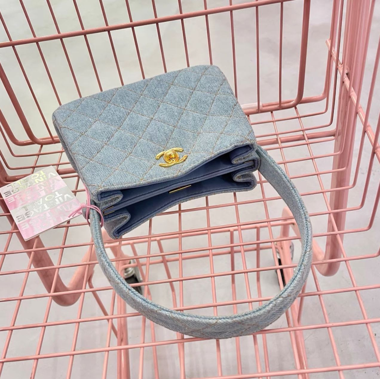 Chanel Kelly blue denim handbag