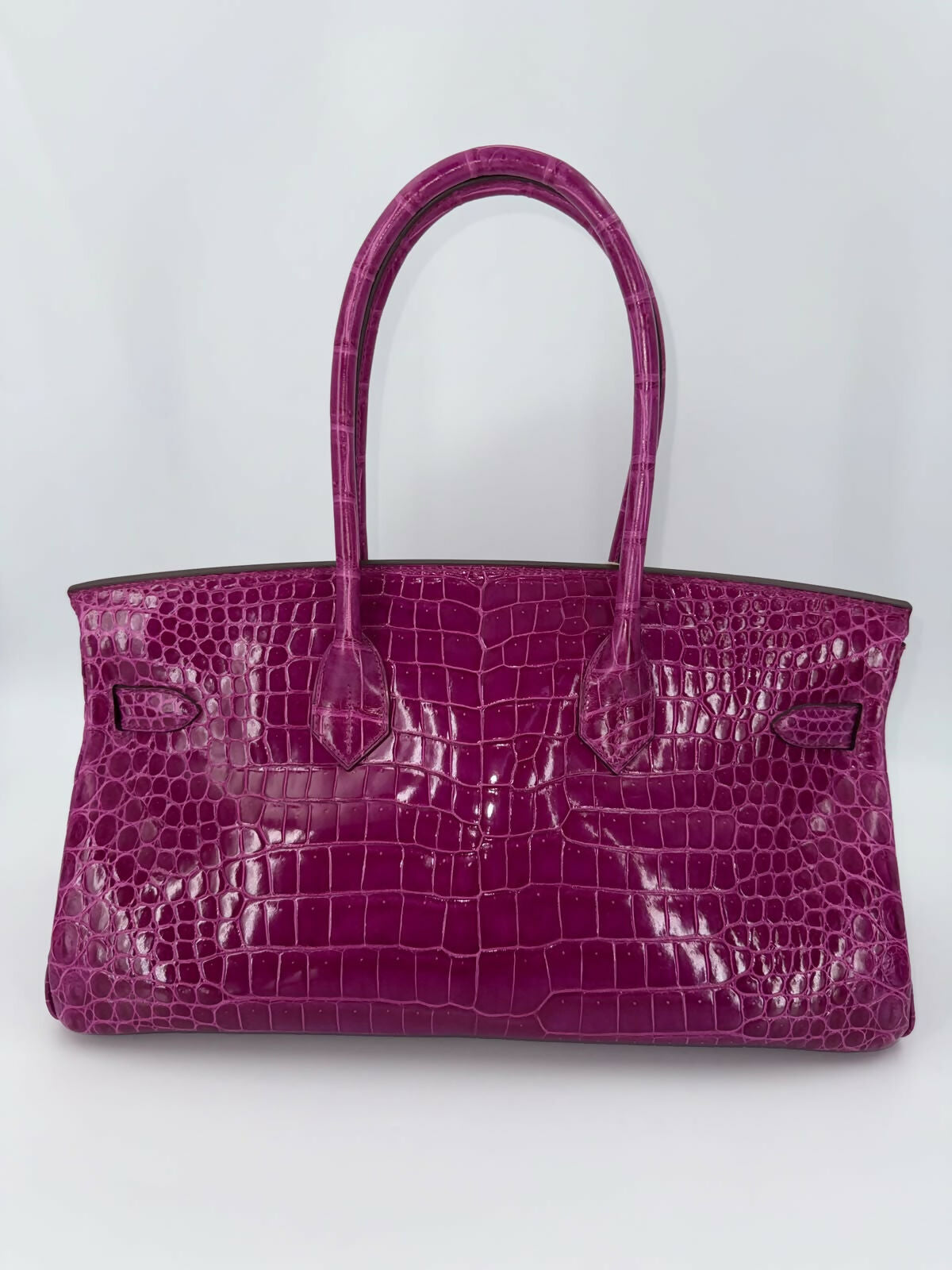 Hermès JPG Shoulder Birkin 42 in Shiny Rose Scheherazade Porosus Crocodile with Palladium Hardware