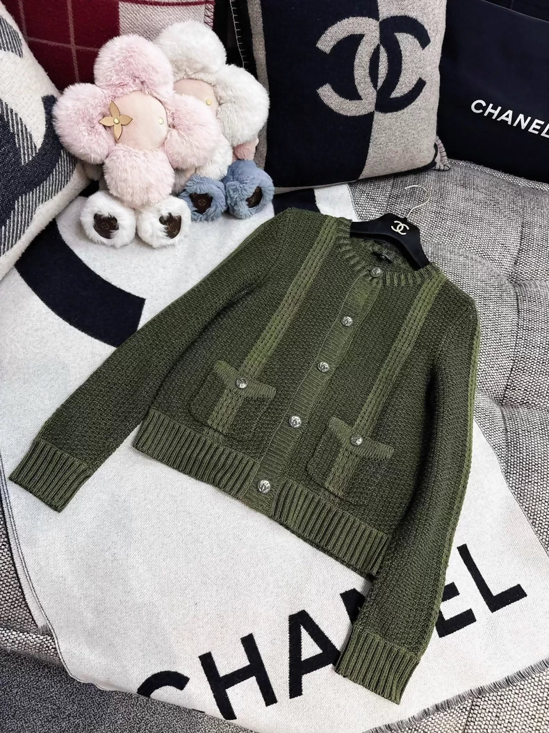 Chanel 17c Green Knit Cardigan