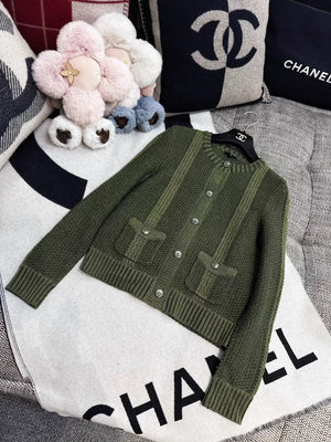 Chanel 17c Green Knit Cardigan