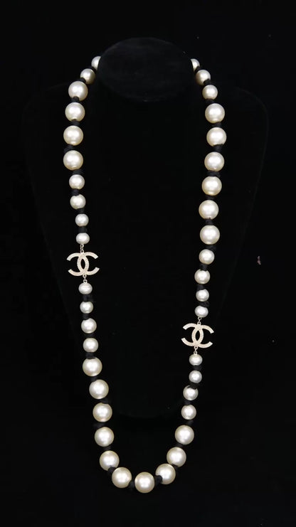 Chanel Black Knotted Pearl Long Necklace/Sweater Chain