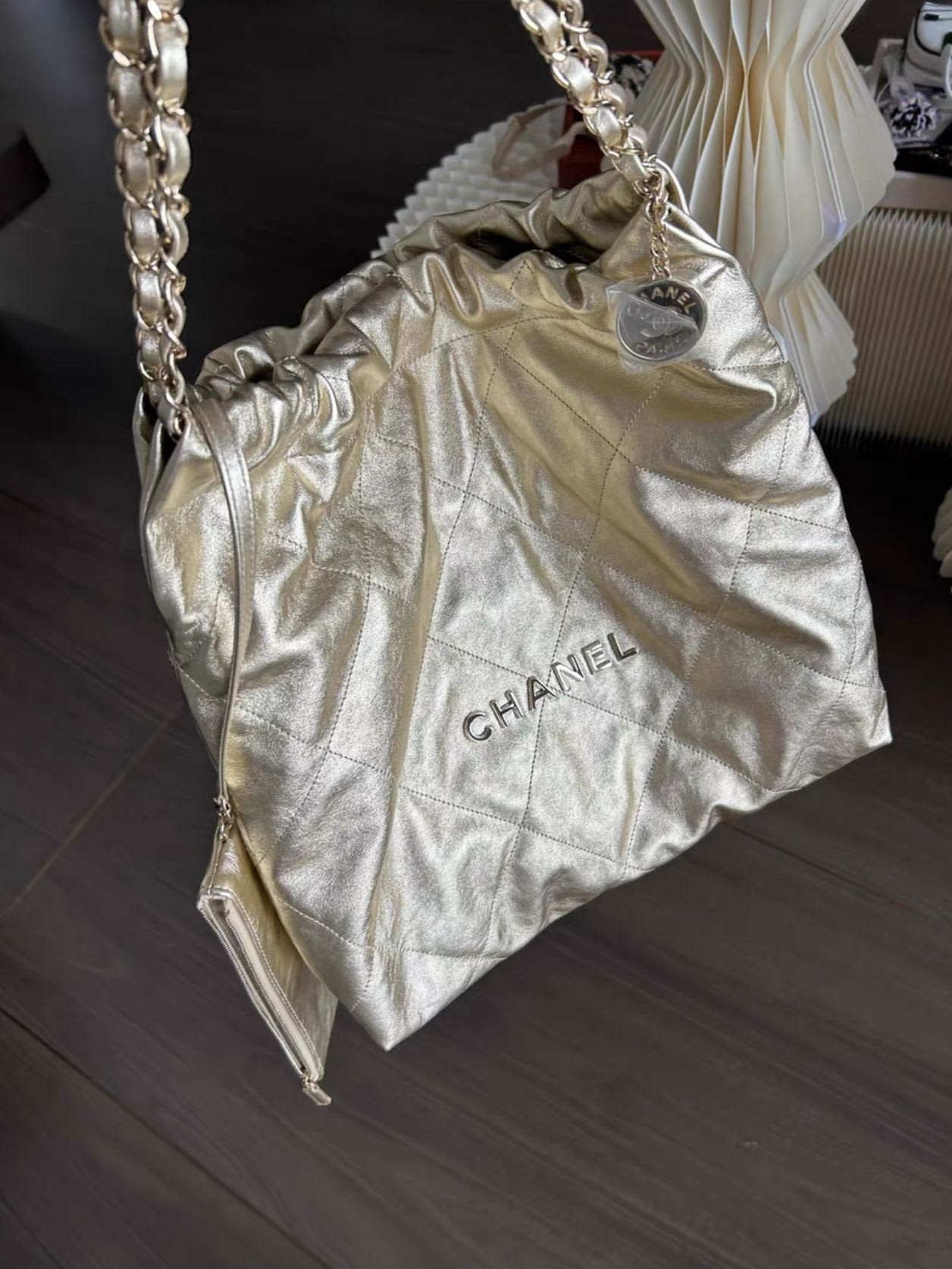 metallic Chanel 22 bag